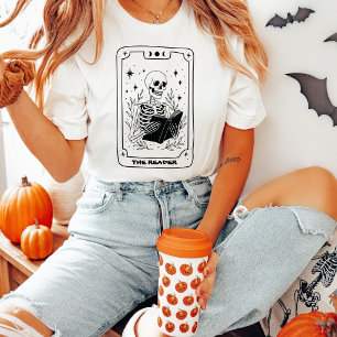 The Reader Skeleton Tarot Card Bookish Halloween T-Shirt