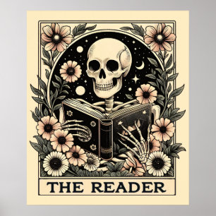 The Reader Skeleton Tarot Card Poster