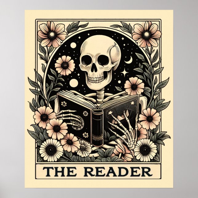 The Reader Skeleton Tarot Card Poster (Front)
