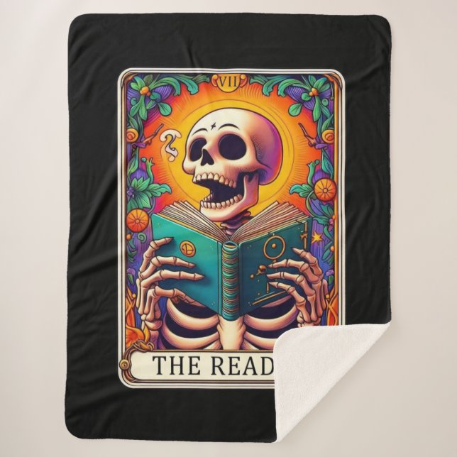 The Reader Tarot Card Sherpa Blanket (Front)