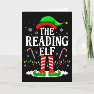 The Reading Elf Xmas Funny Book Lover Christmas Bo Card