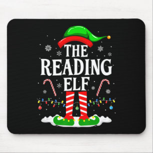 The Reading Elf Xmas Funny Book Lover Christmas Bo Mouse Pad