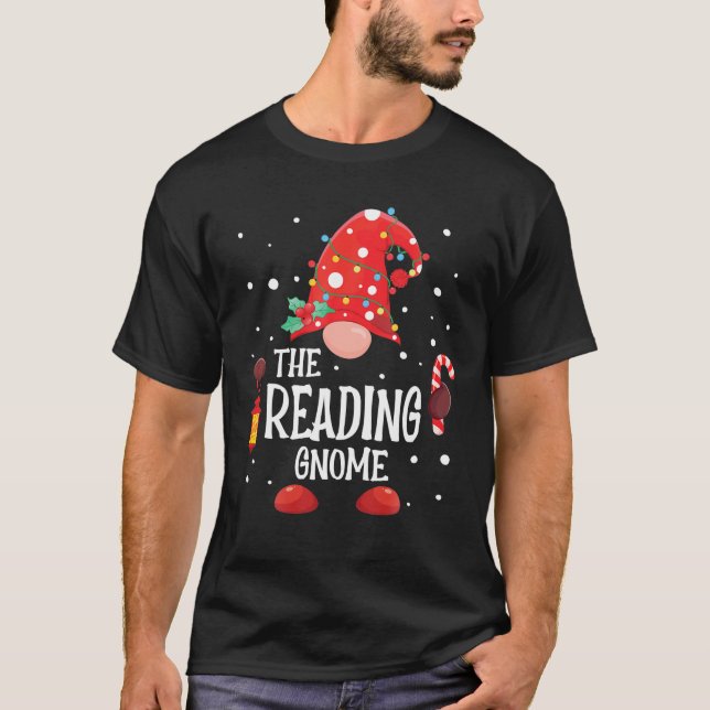 The Reading Gnome Matching Family Christmas Gnome T-Shirt (Front)