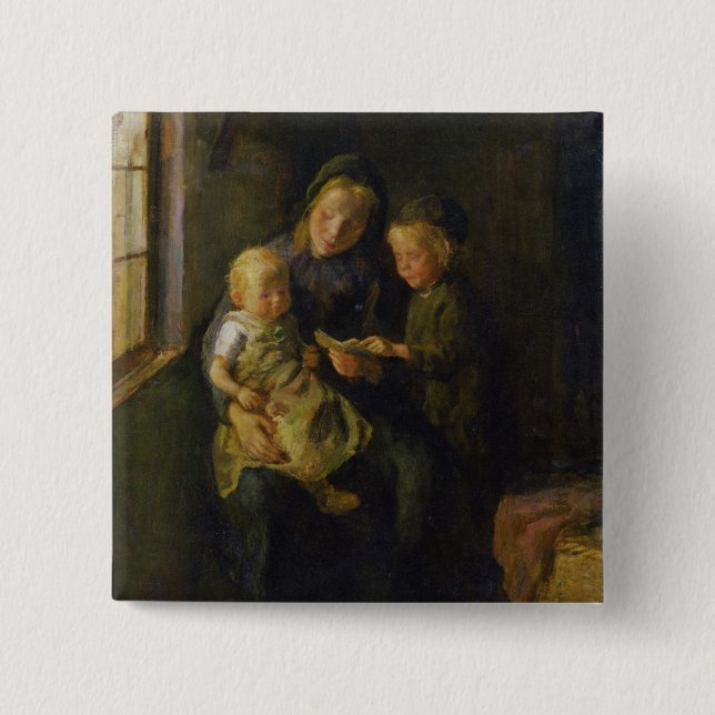 The Reading Lesson 2 Inch Square Button (Front)