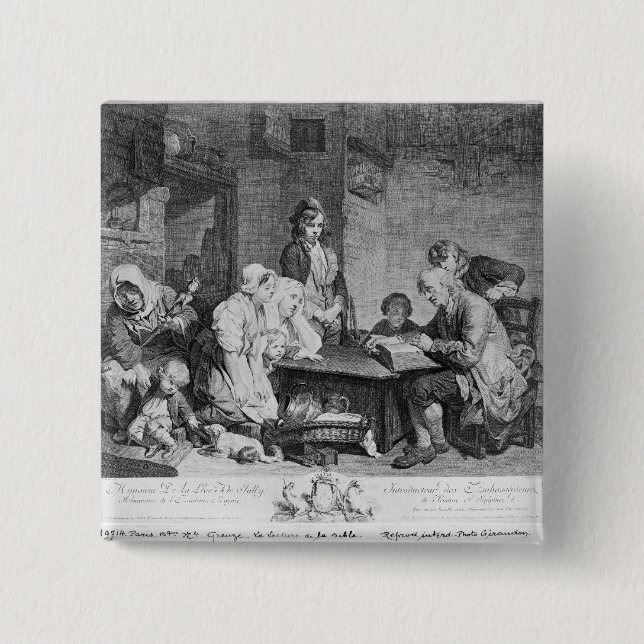 The Reading of the Bible 2 Inch Square Button (Front)