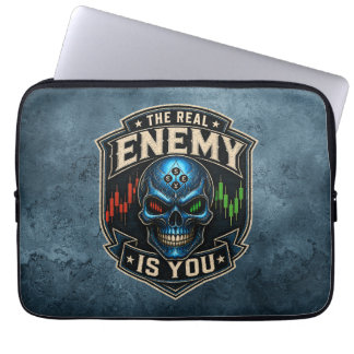 The Real Enemy Is You Blue Grunge Laptop Sleeve
