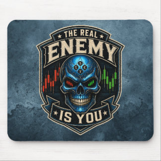The Real Enemy Is You Blue Grunge Mouse Pad