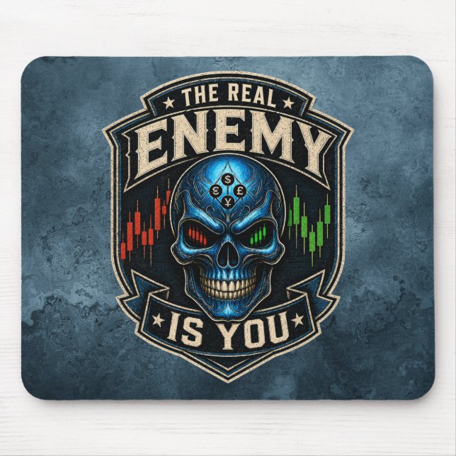 The Real Enemy Is You Blue Grunge  Mouse Pad (Front)