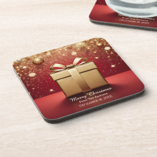 The Real Gift Gold Christmas Present Coaster