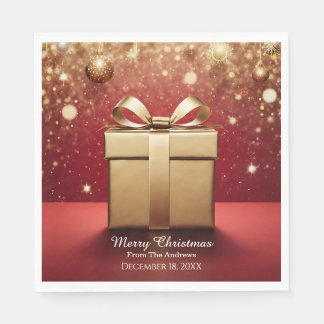 The Real Gift Gold Christmas Present Napkins