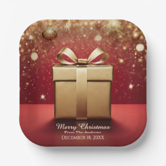 The Real Gift Gold Christmas Present Paper Plate