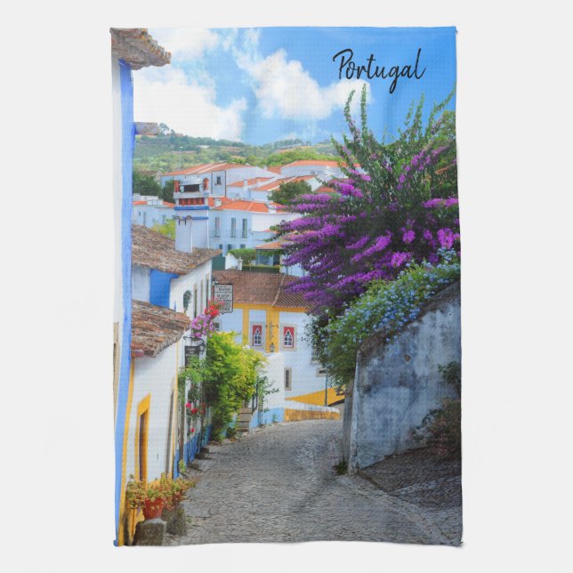The Real Portugal- Obidos Flowers Kitchen Towel (Vertical)