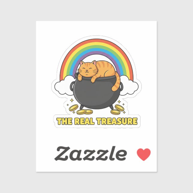 The Real Treasure Orange Cat In Pot Of Gold  (Sheet)