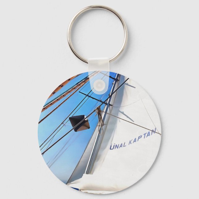 The Realist Adjusts The Sails Nautical Art Keychain (Front)