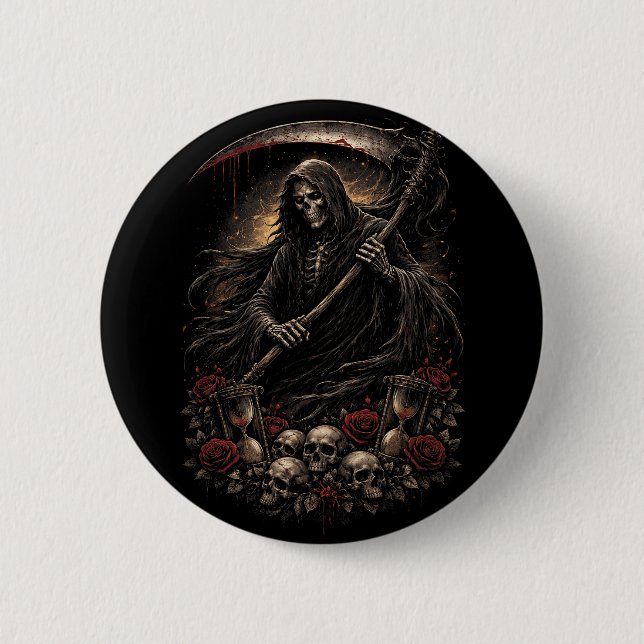 The Reaper’s Hourglass 2 Inch Round Button (Front)