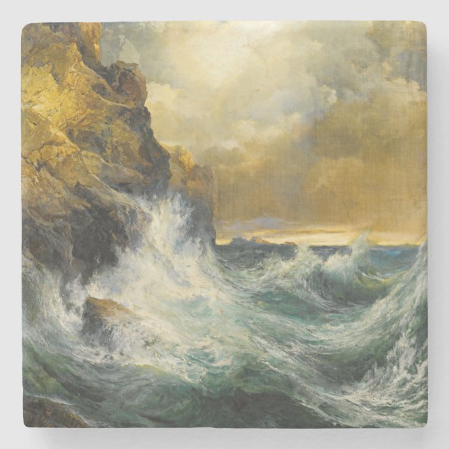 The Receding Wave by Moran, 1909 Stone Coaster (Front)