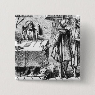 The Receiver of Taxes, after a woodcut in 'Praxis 2 Inch Square Button