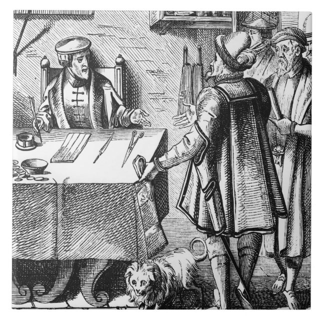 The Receiver of Taxes, after a woodcut in 'Praxis Tile (Front)