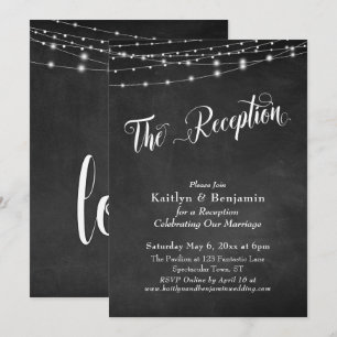 The Reception Typography Chalkboard String Lights Invitation