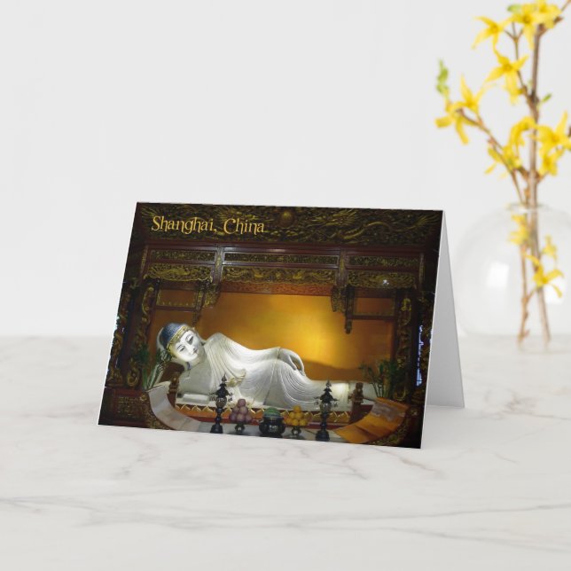 The Recumbent Buddha, Shanghai, China - card (Yellow Flower)