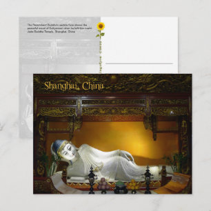 The Recumbent Buddha, Shanghai, China - postcard