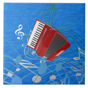 The Red Accordion, Blue Music Design Tile
