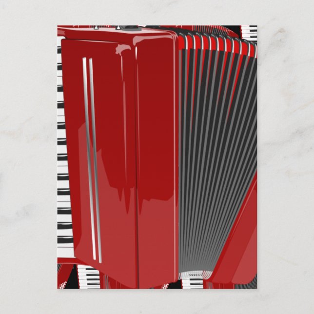The red accordion postcard (Front)