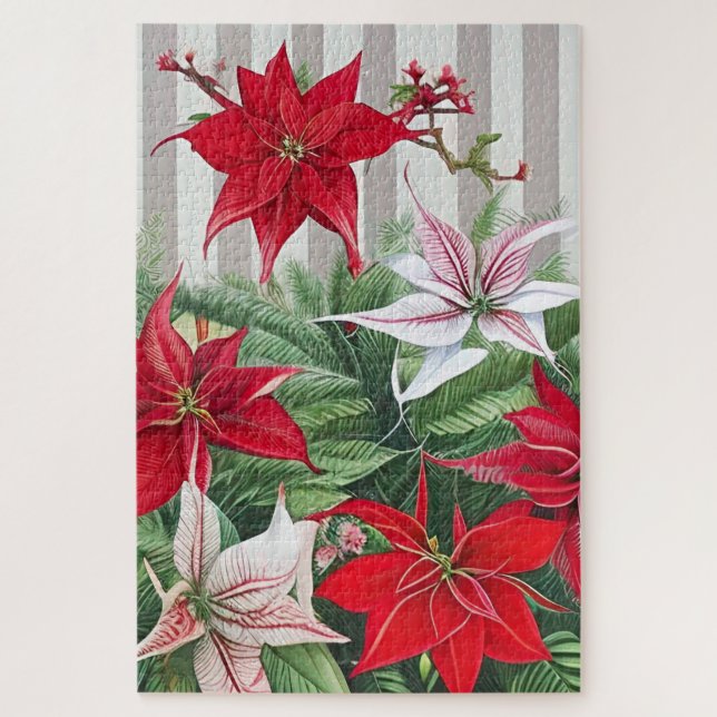 The Red Amaryllis and Poinsettia Hybrids Jigsaw Puzzle (Vertical)