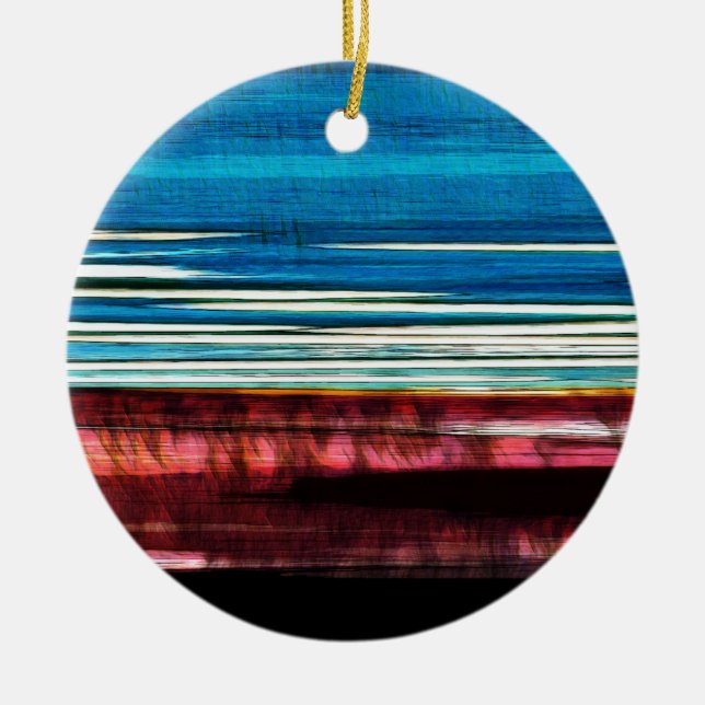 The Red And Blue Glitch 3 - Abstract Art Ceramic Ornament (Front)