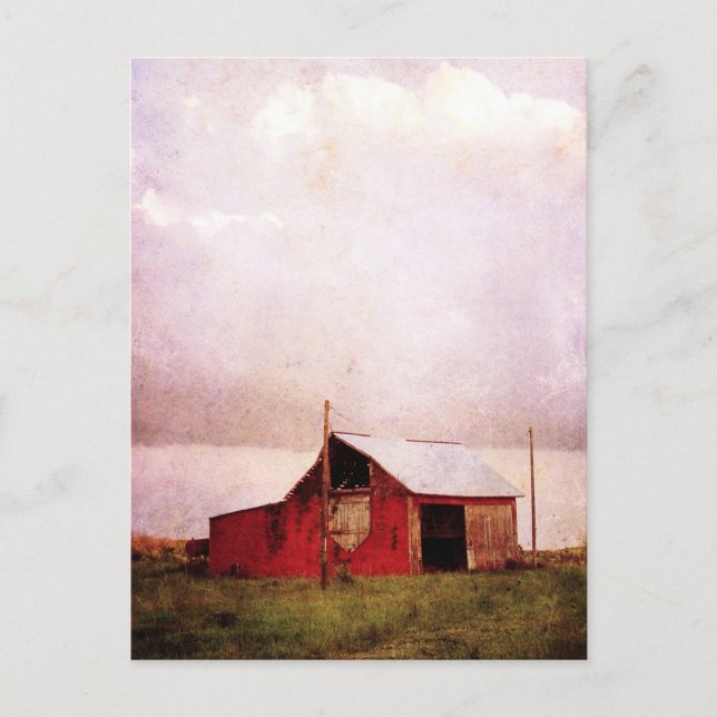 The Red Barn at Sunset Postcard (Front)