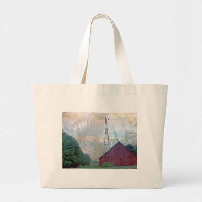 The Red Barn Large Tote Bag (Front)