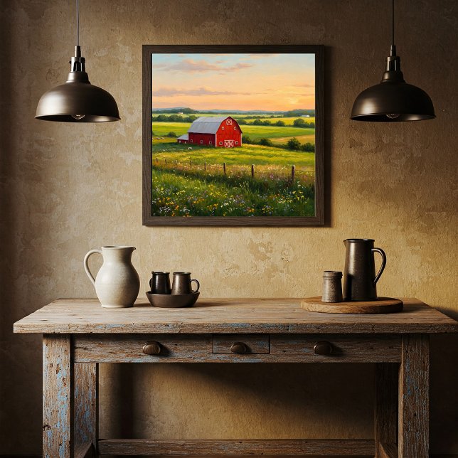 The Red Barn on Sunset  Poster (Creator Uploaded)