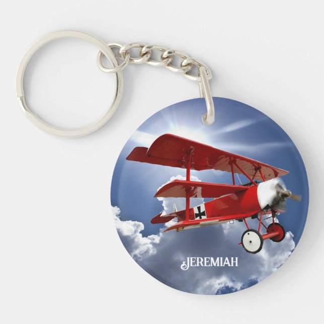 The "Red Baron" triplane Watch Keychain (Front)