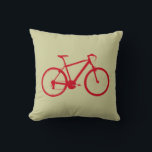 the red bike throw pillow<br><div class="desc">A graphic image of a red bicycle. In the back of the pillow you read "bicycle" in red letters. You can choose (customize it button) from other colours of pillow</div>
