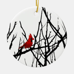 The Red Bird by Leslie Peppers Ceramic Ornament