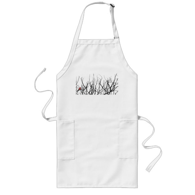 The Red Bird by Leslie Peppers Long Apron (Front)