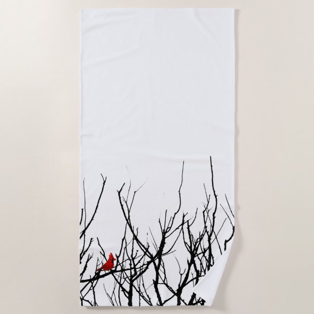 The Red Bird ~ Leslie Peppers Beach Towel (Front)