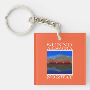 The Red Boat Houses Sunndalsøra Norway Keychain