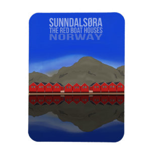 The Red Boat Houses Sunndalsøra Norway Magnet
