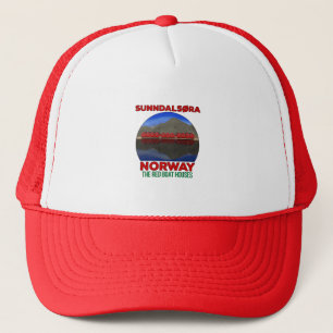 The Red Boat Houses Sunndalsøra Norway Trucker Hat