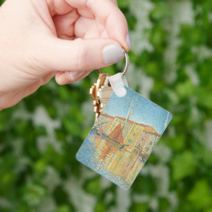 The Red Buoy by Paul Signac, Vintage Pointillism Keychain