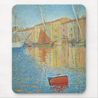 The Red Buoy by Paul Signac, Vintage Pointillism Mouse Pad