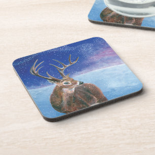 The red Deer Cervus elaphus and Winter Landscape Coaster