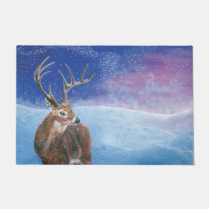 The red Deer Cervus elaphus and Winter Landscape  Doormat