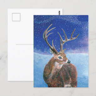 The red deer (Cervus elaphus) in Winter Postcard