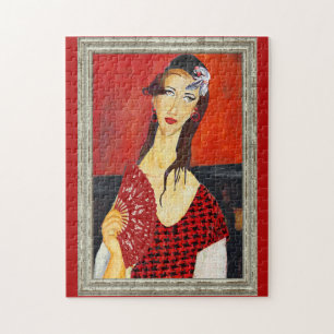 The Red Fan (based on Modigliani's painting) Jigsaw Puzzle