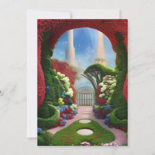 The Red Gardens Fantasy Art Greeting Card