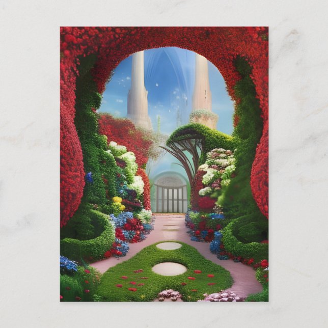 The Red Gardens Fantasy Digital Art   Postcard (Front)