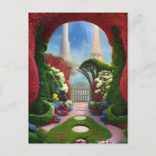 The Red Gardens Fantasy Digital Art Postcard