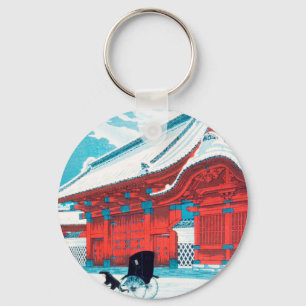 The Red Gate of Hongo in Snow by Hiroaki Takahashi Keychain